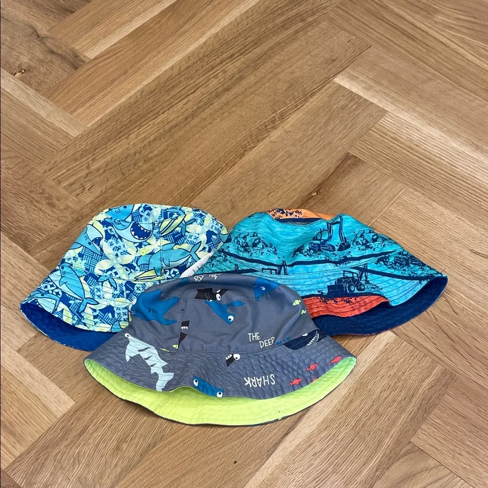 Lot of Three Reversible Swim Bucket Hats